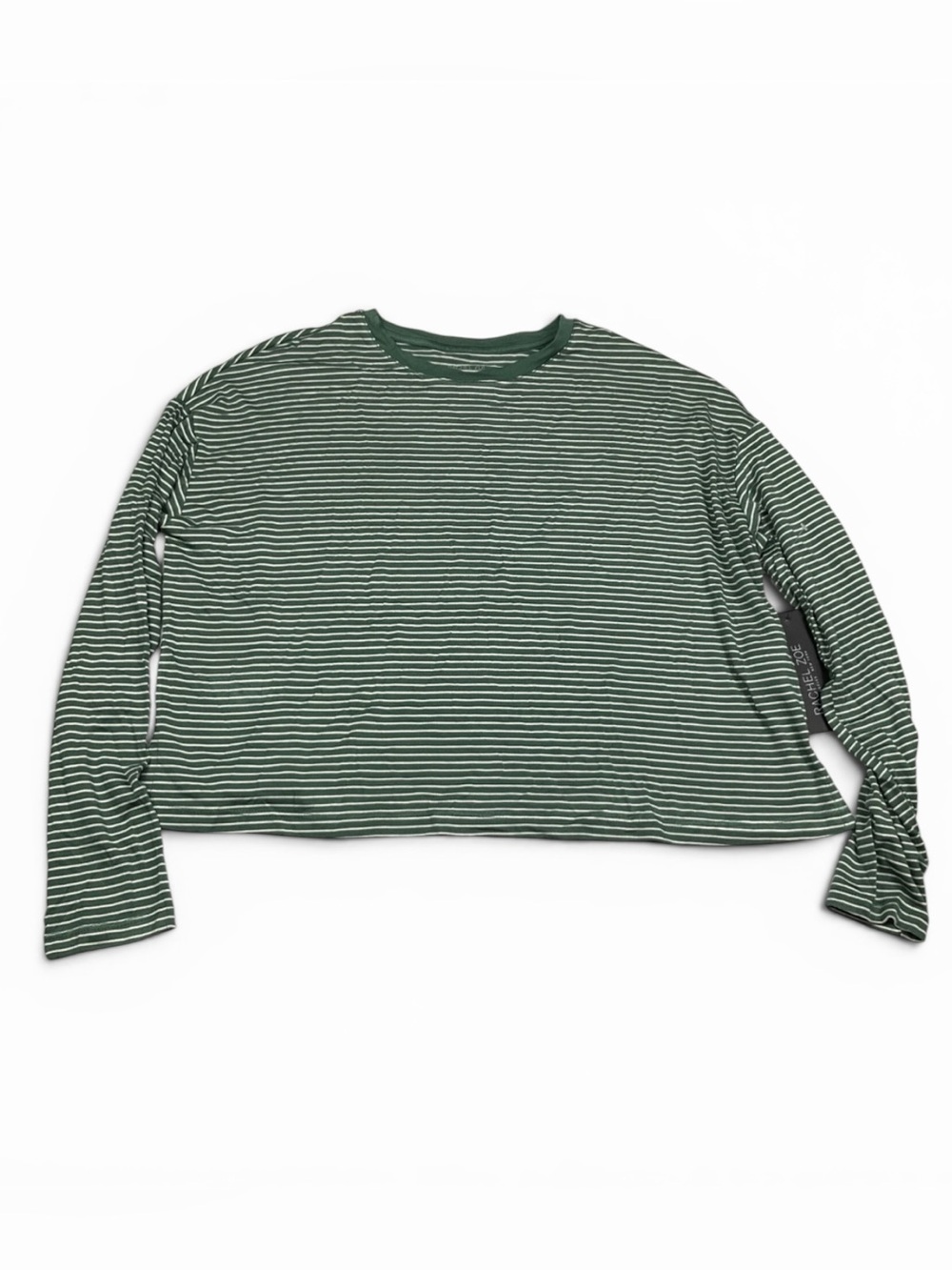 Rachel Zoe Cropped Top Striped Long Sleeve Oversized Boxy Maritime Shirt XS NEW